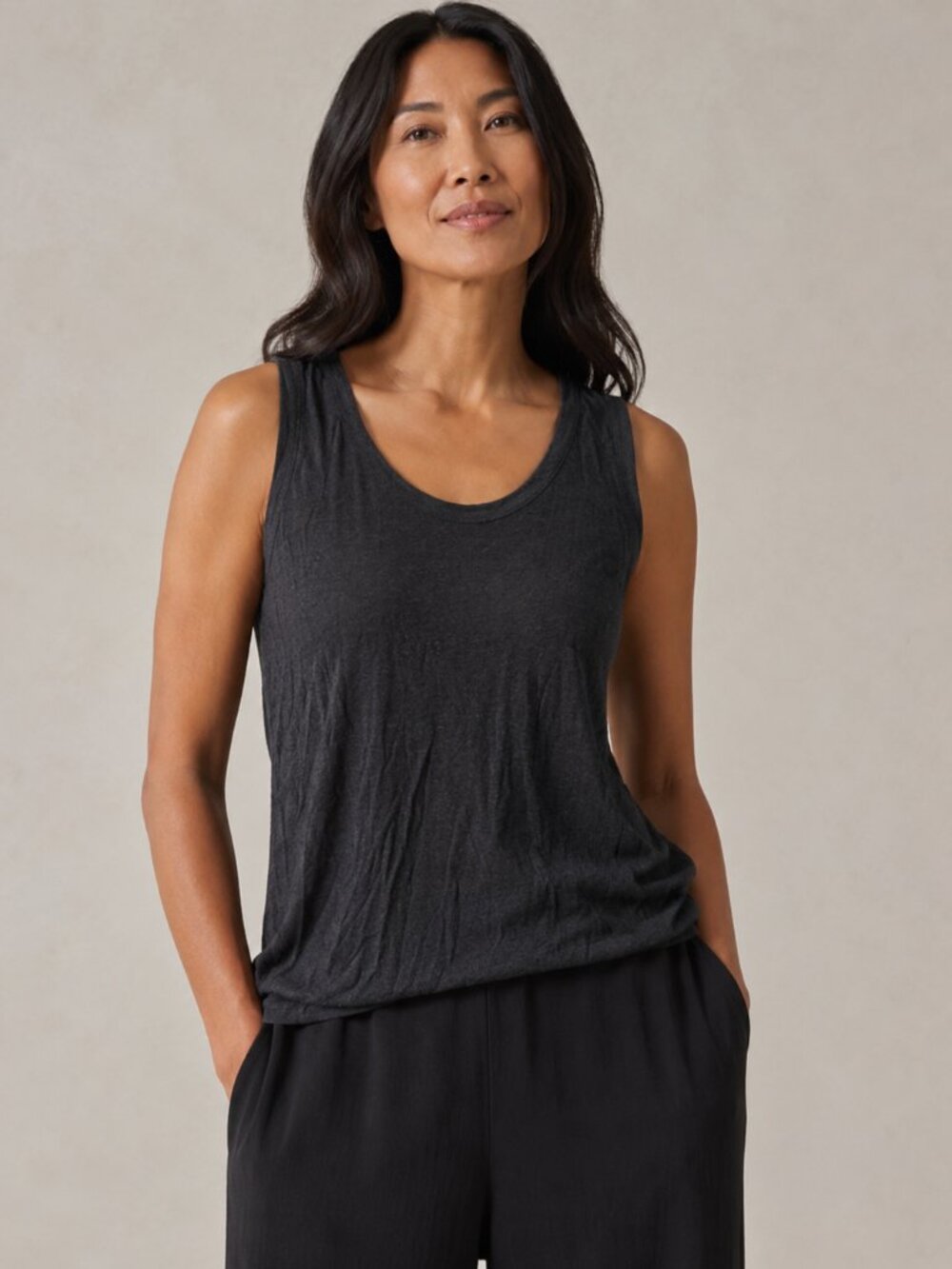 Eileen Fisher Dark Gray Viscose Stretch Tank Top Medium NWOT